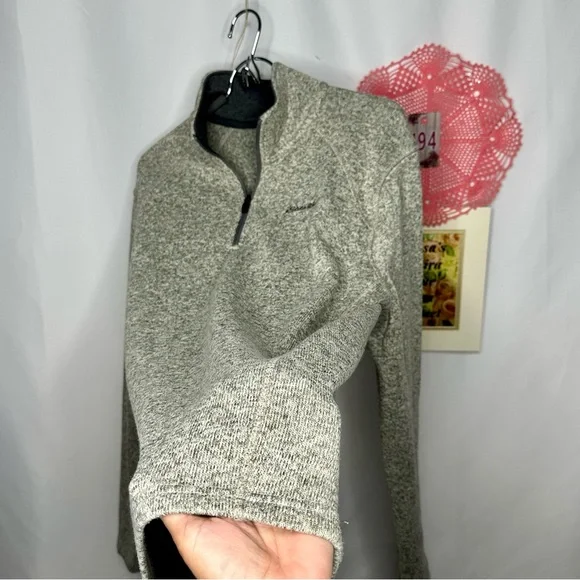Eddie Bauer 1/4 Zip Fleece Pullover Sweater Heather Grey Size Large - Picture 3 of 13